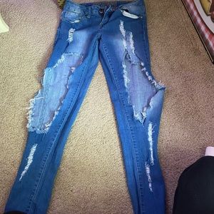 Ripped blue jeans